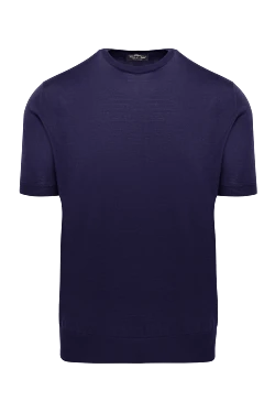 Short sleeve jumper in cotton and silk purple for men