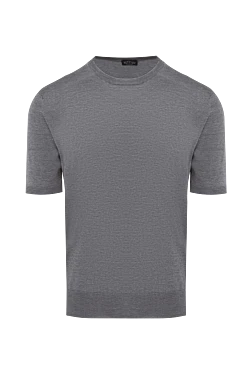 Short sleeve jumper in silk and cotton gray for men