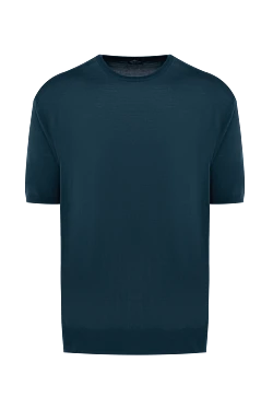 Short sleeve jumper in silk and cotton green for men