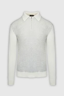 Long Sleeve Polo in Silk and Cashmere white for men