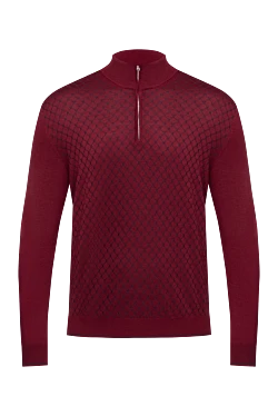 Long sleeve polo in silk and cashmere burgundy for men