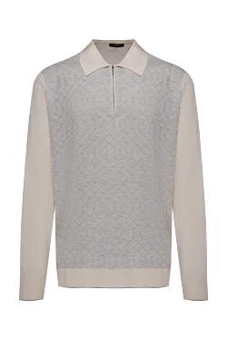 Long Sleeve Polo in Silk and Cashmere white for men