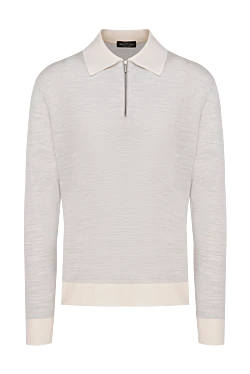 Long Sleeve Polo in Silk and Cashmere white for men