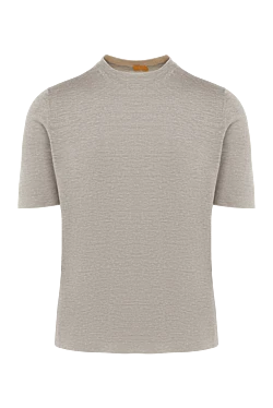 Short sleeve jumper in silk and linen gray for men