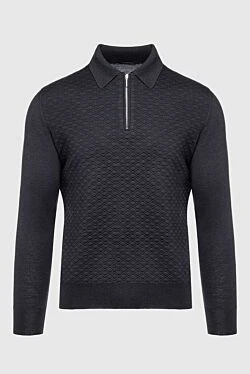 Long Sleeve Polo in Silk and Cashmere black for men