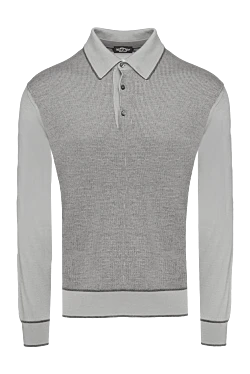 Long Sleeve Polo in Silk and Cashmere Gray for men