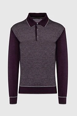 Long Sleeve Polo in Silk and Cashmere Violet for men