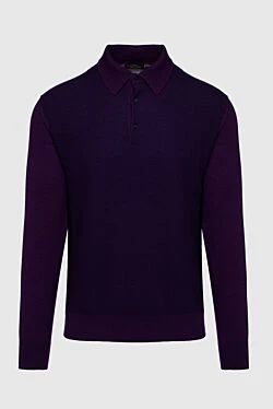 Long Sleeve Polo in Silk and Cashmere Violet for men