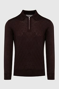 Long Sleeve Polo in Silk and Cashmere Brown for men