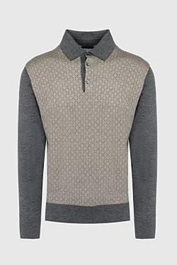 Long Sleeve Polo in Silk and Cashmere Gray for men