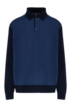 Long Sleeve Polo in Silk and Cashmere blue for men