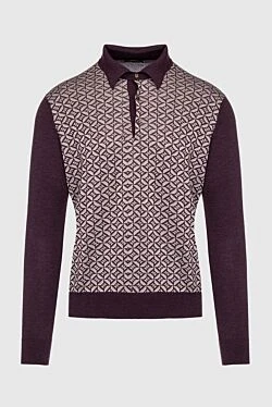 Long Sleeve Polo in Silk and Cashmere Violet for men