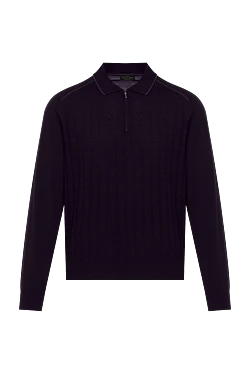 Long Sleeve Polo in Silk and Cashmere Violet for men