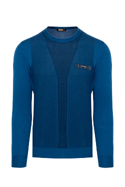 Cashmere and silk jumper blue for men