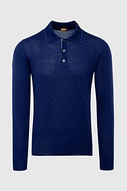 Silk long sleeve polo blue for men