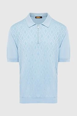 Cotton and silk polo blue for men