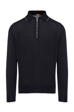 Long Sleeve Polo in Silk and Alligator Black for men