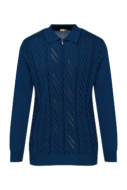 Long Sleeve Polo in Silk and Cashmere blue for men