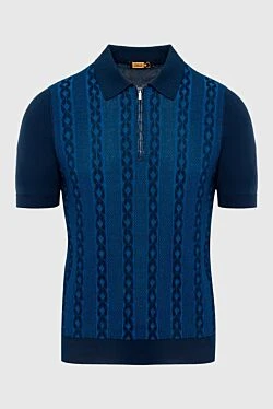 Silk, cotton and alligator polo blue for men