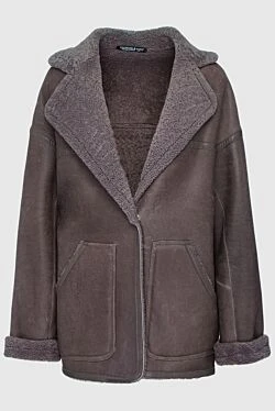 Women's brown sheepskin coat made of natural fur