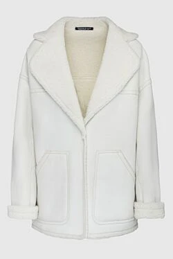 Women's white sheepskin coat made of natural fur