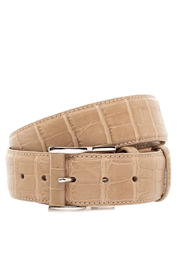 Beige men's crocodile leather belt