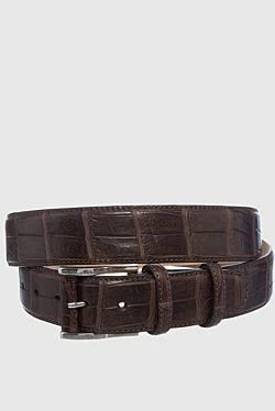 Brown crocodile leather belt for men