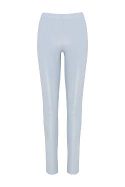 Blue leather trousers for women