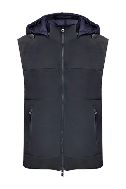 Suede and polyamide vest blue for men