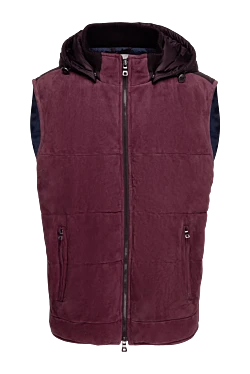 Suede and polyamide vest burgundy for men