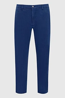 Men's blue cotton and cashmere trousers