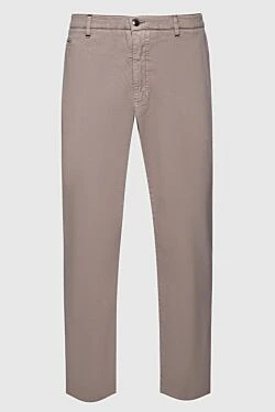 Brown cotton and cashmere trousers for men