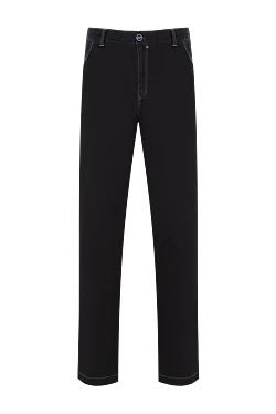 Джинсы мужские тёмно синие с мятным патчем на поясе