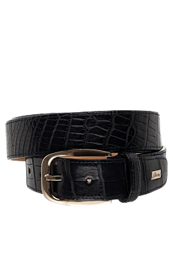 Blue leather belt for men