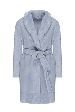 Women's blue mouton fur coat