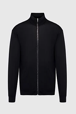 Black men's wool cardigan