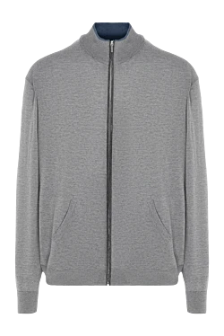 Men's gray wool cardigan