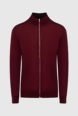 Men's wool cardigan burgundy