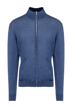 Blue men's wool cardigan