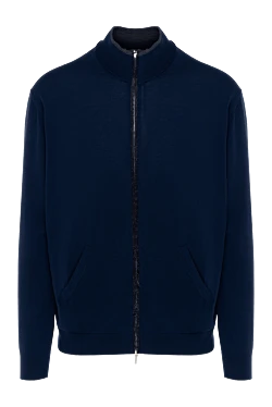 Blue men's wool cardigan