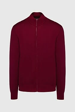 Men's cardigan made of wool and silk, burgundy