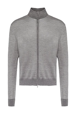 Men's cardigan made of wool and silk, gray