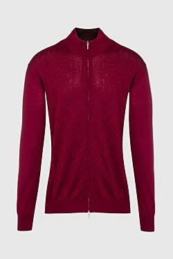 Men's cardigan made of wool and silk, burgundy