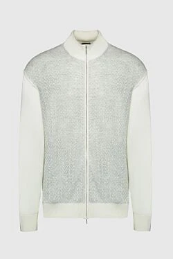 Men's cardigan made of wool and silk, white