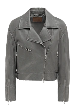 Genuine leather jacket, gray for women