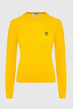 Yellow wool and acrylic jumper for women