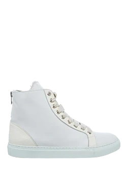 White leather and fur sneakers for women