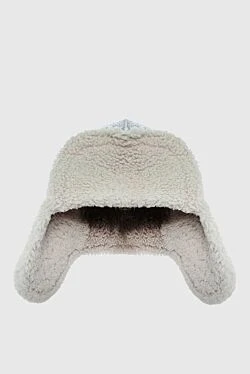 Gray leather and fur hat for women