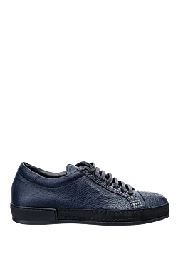 Blue leather sneakers for men