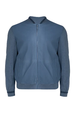 Blue leather jacket for men